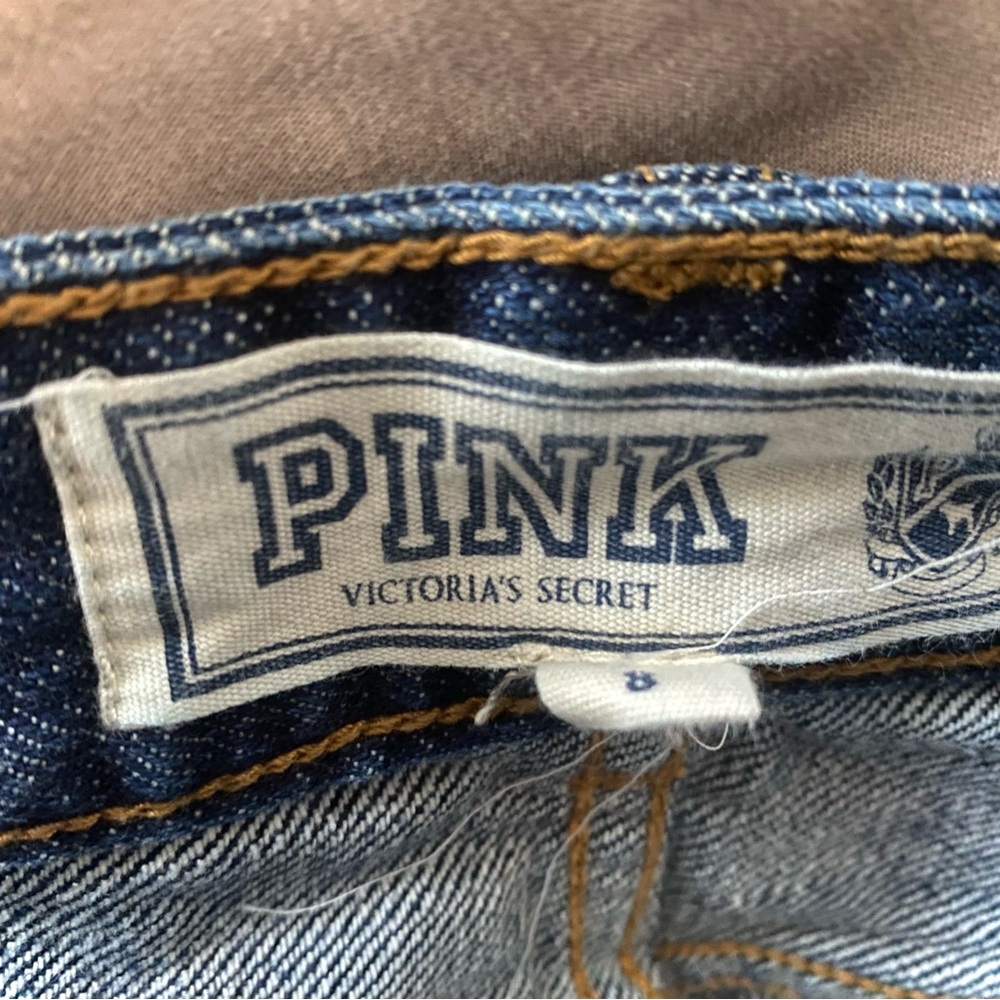 PINK Victoria's Secret Blue Distressed Jean Shorts - Picture 4 of 4
